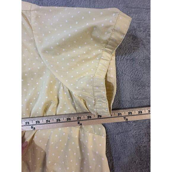 Basic Editions Plus Size 4X Yellow Polka Dot Button Down Shirt Short Sleeve - Picture 7 of 8